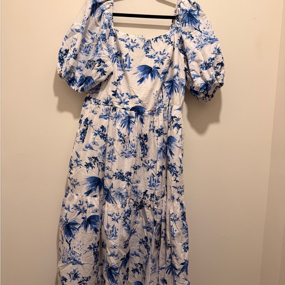 Vince Camuto Blue Floral Long Sleeve Dress